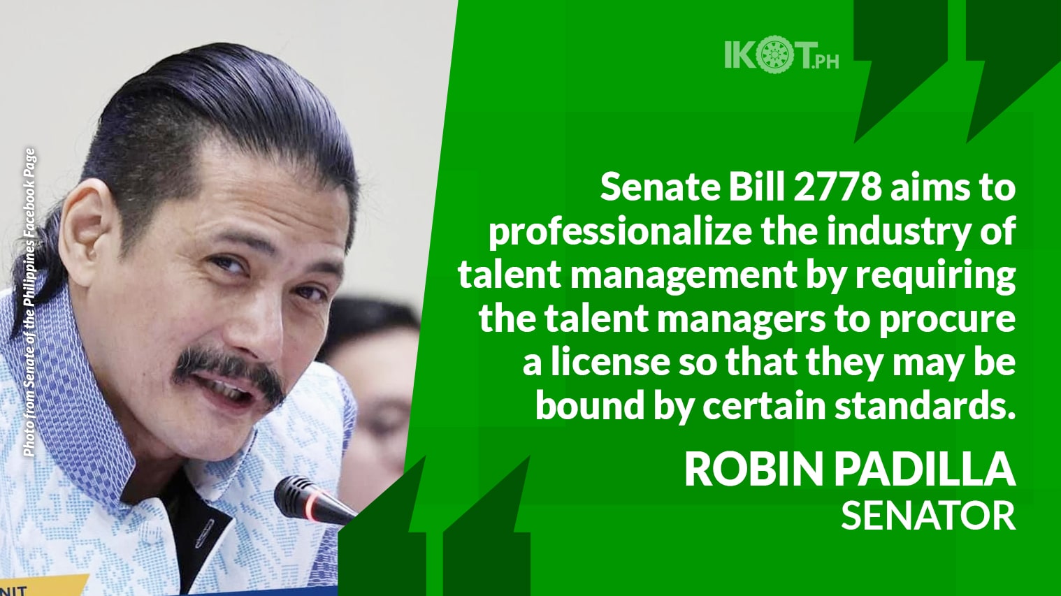 Bill ni Sen. Robin, Aayusin ang Talent Management Industry